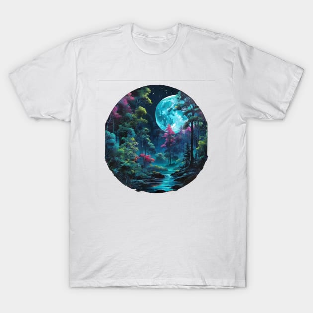 Moonlit Neon Jungle (625) T-Shirt by WASjourney